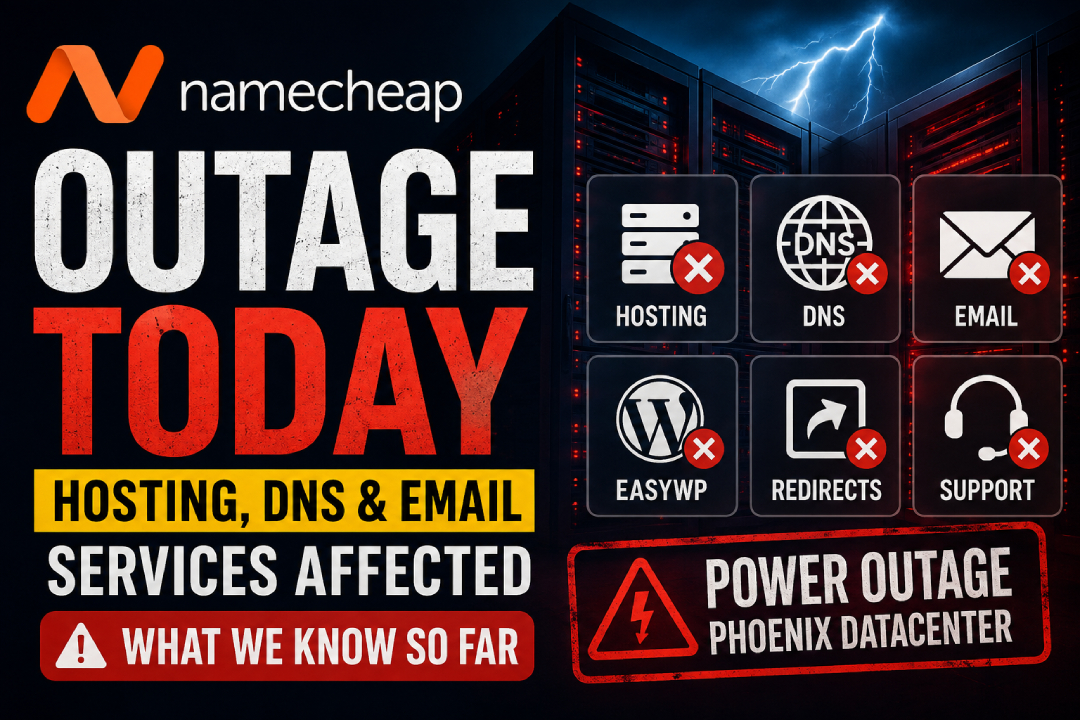 Namecheap Outage Today: Hosting, DNS and Email Services Affected